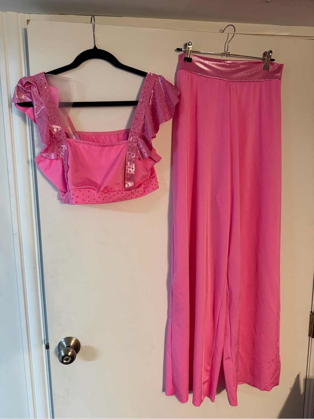 Kelle High-Waist Wide Leg Pants and Cropped Top Dance Costume - Custom Bling